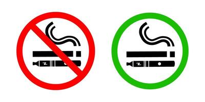No smoking no vaping and smoking area sign set. vector