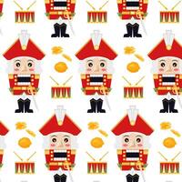 Pattern with a fairy-tale character. Nutcracker in flat style. Christmas pattern, background. vector