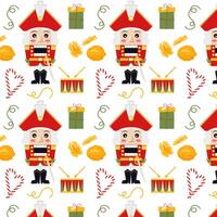 Pattern with a fairy tale character. Nutcracker in flat style. Christmas pattern, background. vector