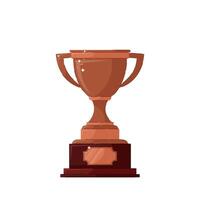Bronze goblet cup in flat style on a white background. Reward for winning the competition. Third place. vector