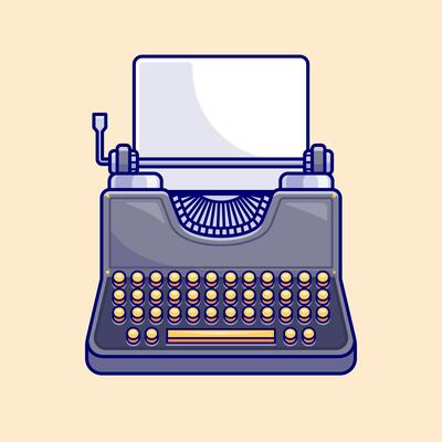Typewriter Cartoon Illustration