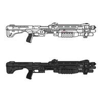 two different guns are shown in black and white vector