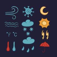 Set of symbols for weather forecast vector