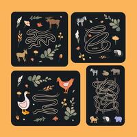 Illustration of a task for the development of motor skills. Tasks for kindergarten. vector