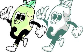 Alin green pear with a variation of the icon concept of the groovy pear mascot vector