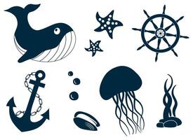 different colored icons to the wonderful marine theme vector