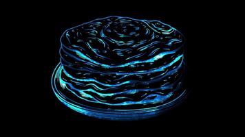 Neon frame effect Roti Prata, a popular South Asian flatbread commonly enjoyed in Singapore, glow, black background. video