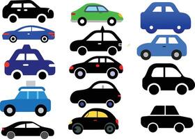 Set of colorful cartoon cars showing different models and colors vector