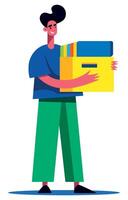 Man Carrying Folders vector