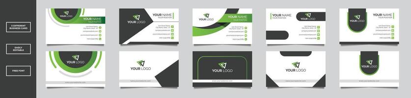 Clean Business Card Template bundle with light green and black vector