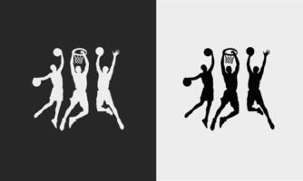 silhouette illustration of a basketball player performing a slam dunk Free vector