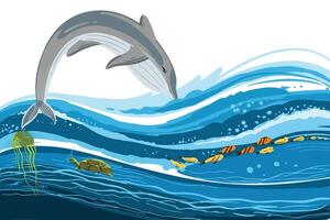 Save our oceans world oceans day background vector