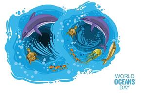 Save our oceans world oceans day background vector