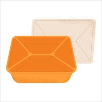 Empty opened bento box with cover illustration isolated on white. vector