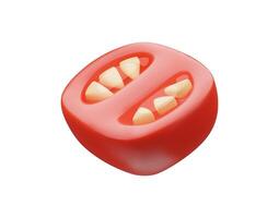 Cherry half 3d render plastic imitation illustration isolated on white. vector