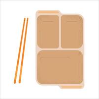 Empty opened bento box illustration isolated on white. vector