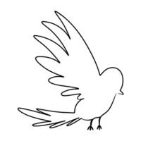 Continuous one line drawing of bird. Doodle illustration vector