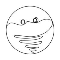 Continuous one line drawing of mountain landscape and sun in circle. graphic illustration vector