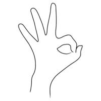 Continuous one line drawing of ok gesture. illustration vector