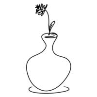 Continuous one line drawing of flower vase. graphic illustration vector