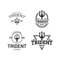 Set of Trident logo design concept isolated on white background vector
