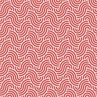 Seamless abstract red geometric japanese circles lines and waves pattern vector
