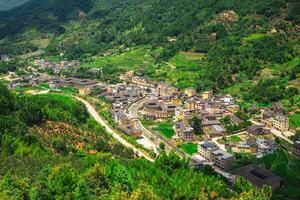 Nanxi Tulou cluster, aka tulou great wall, located in yongding, fujian, china photo