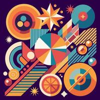 Abstract art geometric pattern background in vintage style. Retro geometric background for print, poster, banner, design decoration, wallpaper. Abstract design with geometry shapes illustration vector