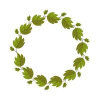 wreath of leaves. Frame for the inscription. Template for a postcard. Green circle of leaves and branches. Invitation to a holiday. vector