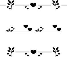 hearts and leaves text dividers, paragraph dividers, borders, frames and separators. vector