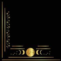 Corner celestial border. Moon phases and constellations design. Frame with moon and stars. vector
