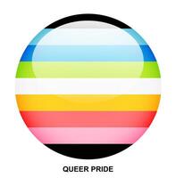 QUEER PRIDE flag button on white background vector