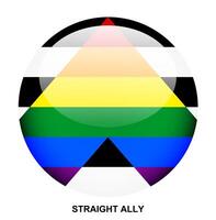 STRAIGHT ALLY flag button on white background vector