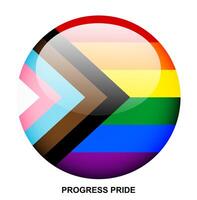 PROGRESS PRIDE flag button on white background vector
