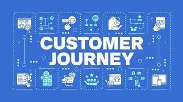 Customer journey blue word concept. Online shopping. User experience and feedback. E-commerce. Visual communication. Artwith lettering text, editable glyph icons vector