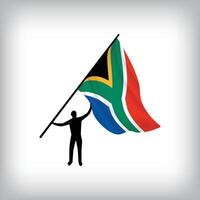 A man holds the flag of SUDAN in the air. flag waving. National day realistic flag vector