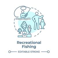 Recreational fishing soft blue concept icon. Physical activity, outdoor hobby. Round shape line illustration. Abstract idea. Graphic design. Easy to use in infographic, presentation vector
