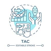 TAC soft blue concept icon. Fisheries management, allowable catch. Aquatic ecosystem. Round shape line illustration. Abstract idea. Graphic design. Easy to use in infographic, presentation vector