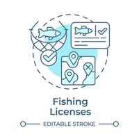 Fishing licenses soft blue concept icon. Industry standards, documentation management. Round shape line illustration. Abstract idea. Graphic design. Easy to use in infographic, presentation vector