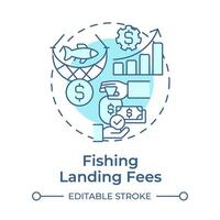Fishing landing fees soft blue concept icon. Revenue increase, business. Seafood production. Round shape line illustration. Abstract idea. Graphic design. Easy to use in infographic, presentation vector