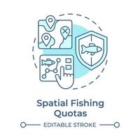 Spatial fishing quotas soft blue concept icon. Resource management. Marine ecosystem preservation. Round shape line illustration. Abstract idea. Graphic design. Easy to use in infographic vector