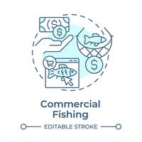Commercial fishing soft blue concept icon. Seafood production. Round shape line illustration. Abstract idea. Graphic design. Easy to use in infographic, presentation in infographic, presentation vector