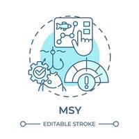 MSY soft blue concept icon. Fishing limits, fisheries management. Fish analysis. Round shape line illustration. Abstract idea. Graphic design. Easy to use in infographic, presentation vector