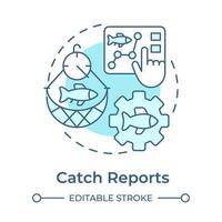 Catch reports soft blue concept icon. Fisheries monitoring, aquatic resources. Round shape line illustration. Abstract idea. Graphic design. Easy to use in infographic, presentation vector