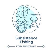 Subsistence fishing soft blue concept icon. Seafood production, fish harvesting. Round shape line illustration. Abstract idea. Graphic design. Easy to use in infographic, presentation vector