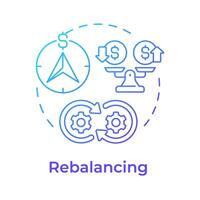 Rebalancing blue gradient concept icon. Wealth management, return potential. Finance objective. Round shape line illustration. Abstract idea. Graphic design. Easy to use in infographic, presentation vector