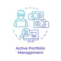 Active portfolio management blue gradient concept icon. Financial advisor, stock trader. Round shape line illustration. Abstract idea. Graphic design. Easy to use in infographic, presentation vector