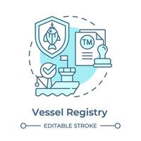 Vessel registry soft blue concept icon. Regulatory compliance, security standard. Round shape line illustration. Abstract idea. Graphic design. Easy to use in infographic, presentation vector