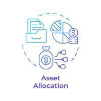 Asset allocation blue gradient concept icon. Investment plan, financial strategy. Round shape line illustration. Abstract idea. Graphic design. Easy to use in infographic, presentation vector