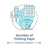 Numbers of fishing days soft blue concept icon. Aquatic ecosystem preservation. Round shape line illustration. Abstract idea. Graphic design. Easy to use in infographic, presentation vector
